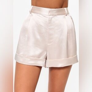 Cami NYC High-Waist Satin Shorts in Pale Blush